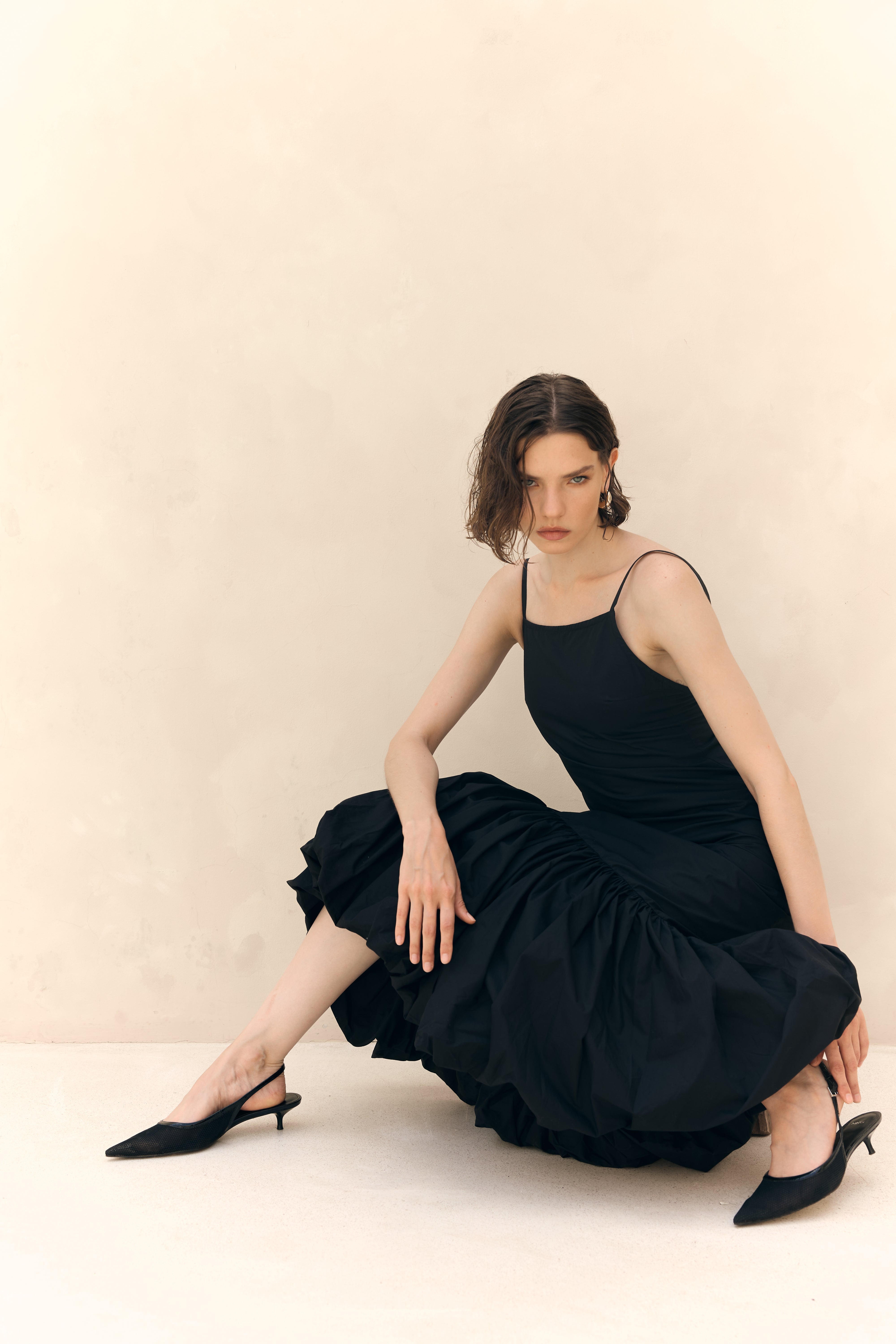 The Poppy Flower Dress Black