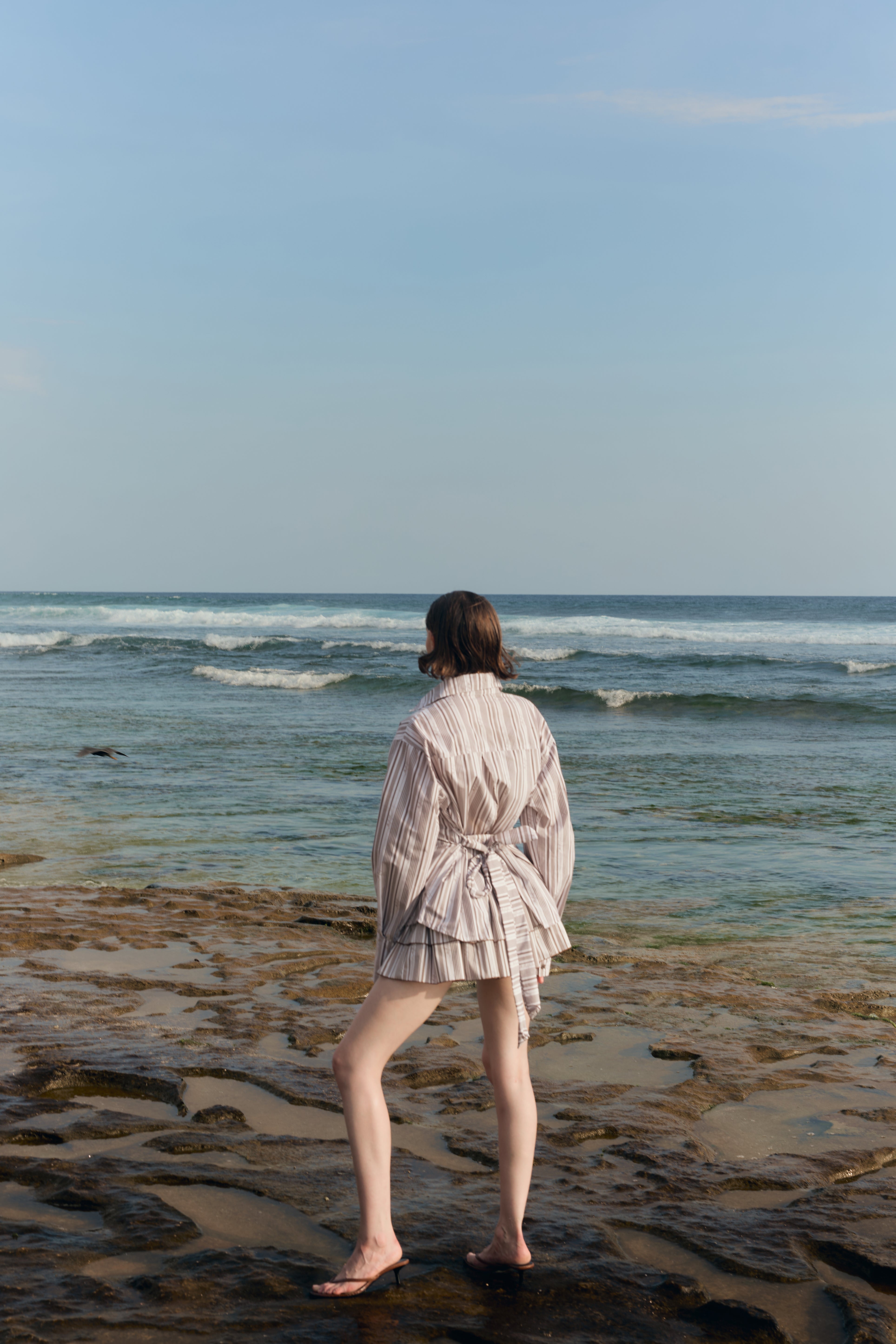 Demure Cotton Shirt brown stripe