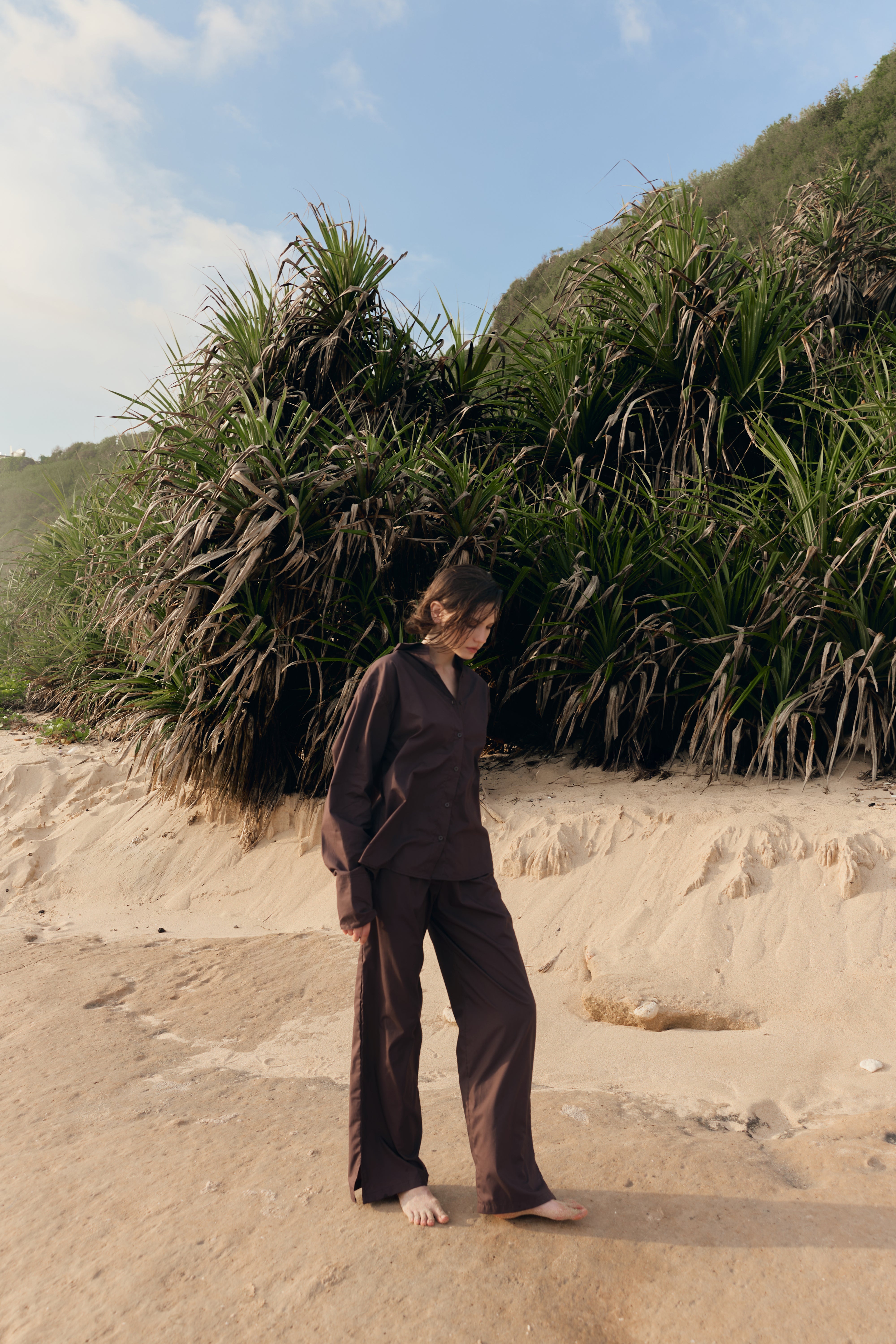 Demure Cotton Pants Brown