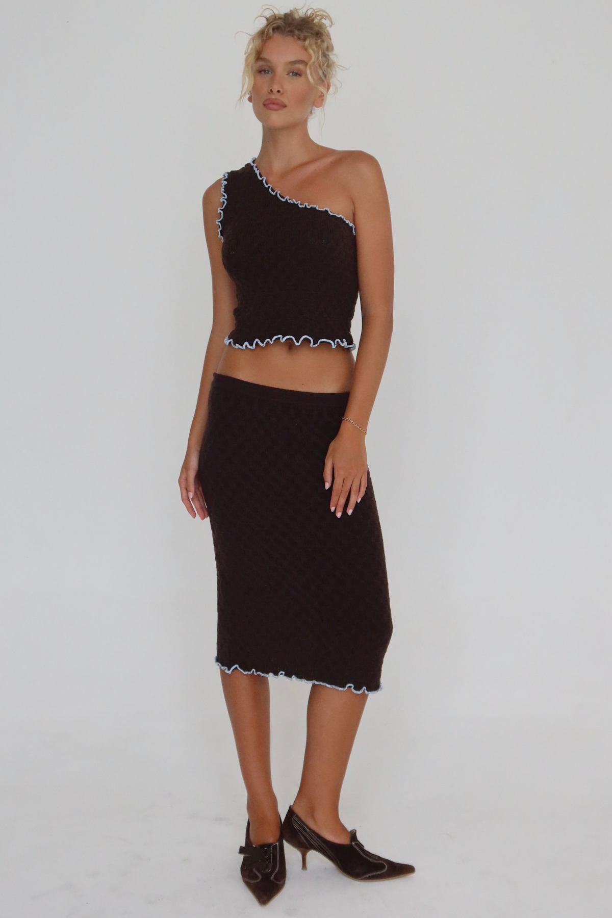 Hibiscus One-Shoulder Knit Top