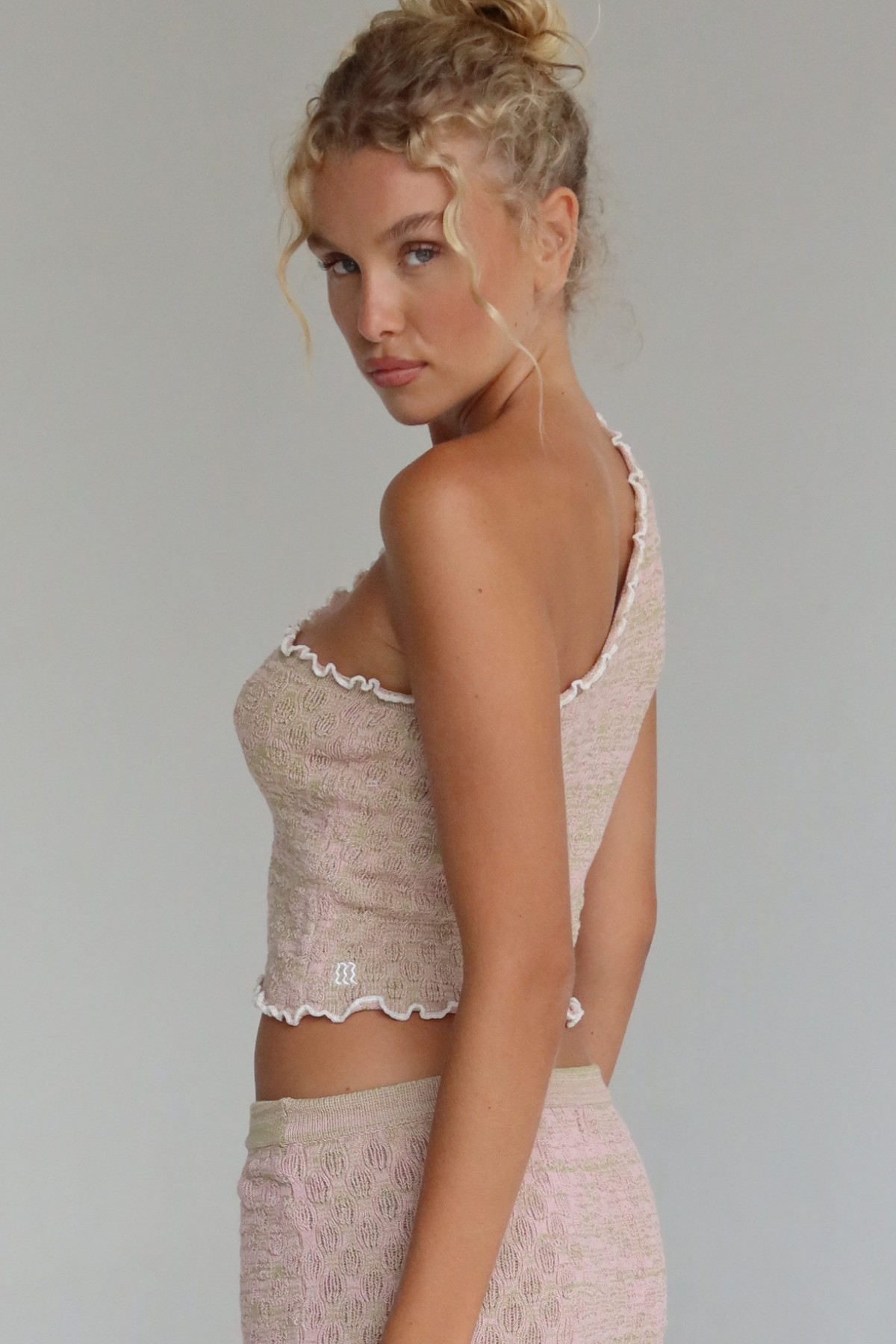 Hibiscus One-Shoulder Knit Top