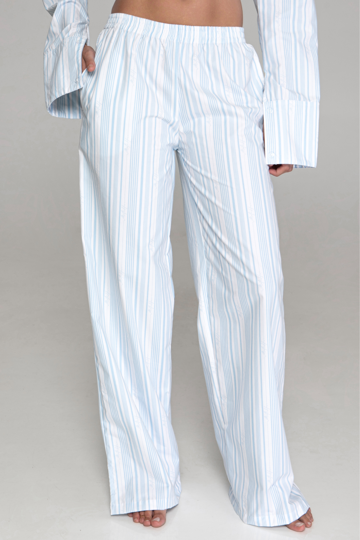 Demure Cotton Pants blue stripe