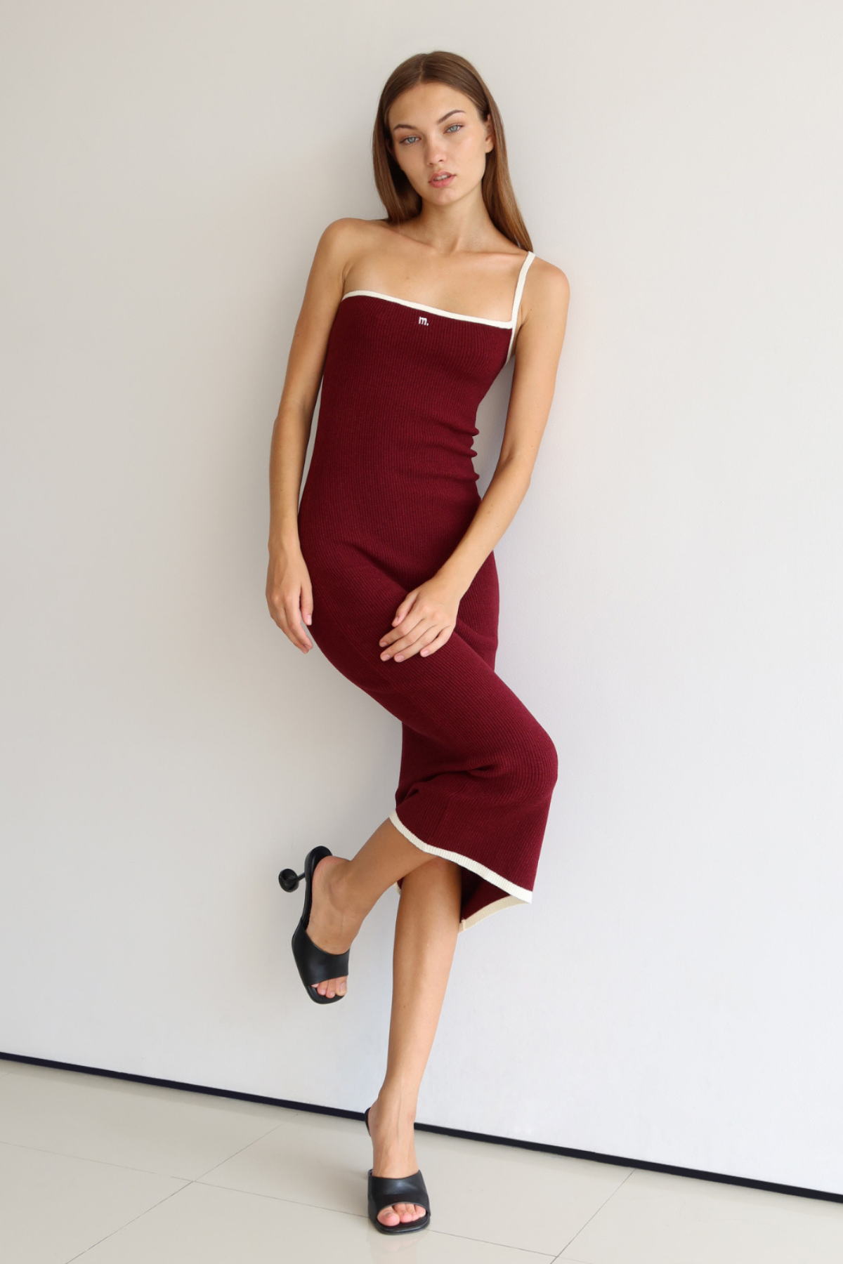 M. One Shoulder Dress Cabernet