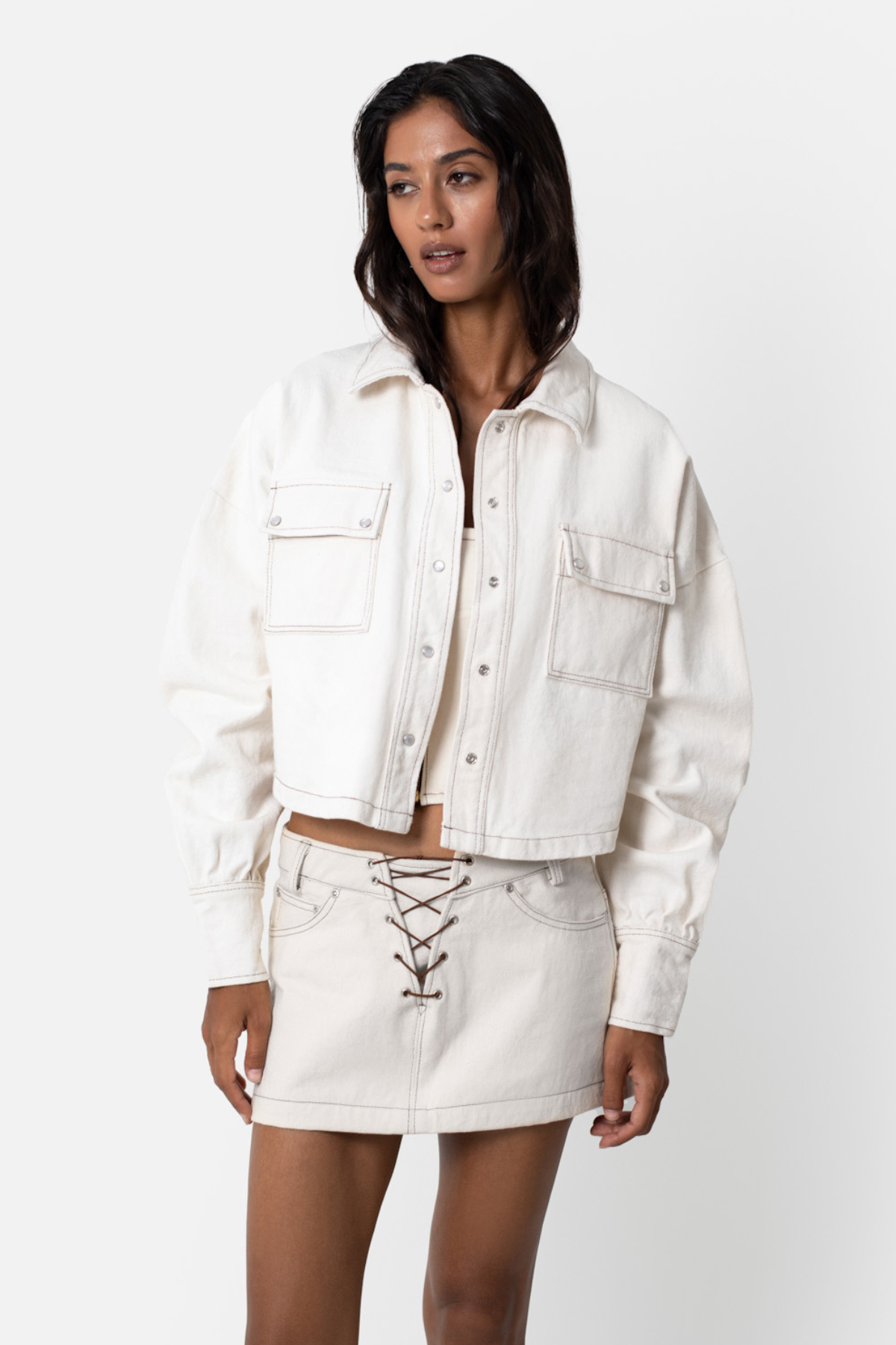 Mini Denim Skirt Ivory