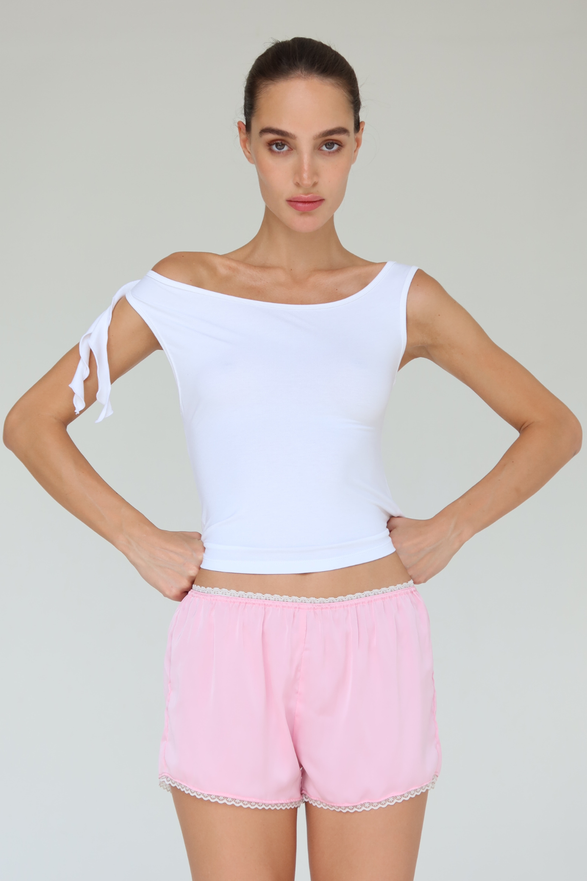 One Shoulder Top White