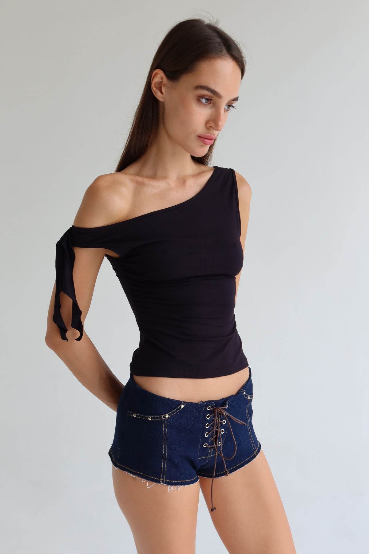 One Shoulder Top Black