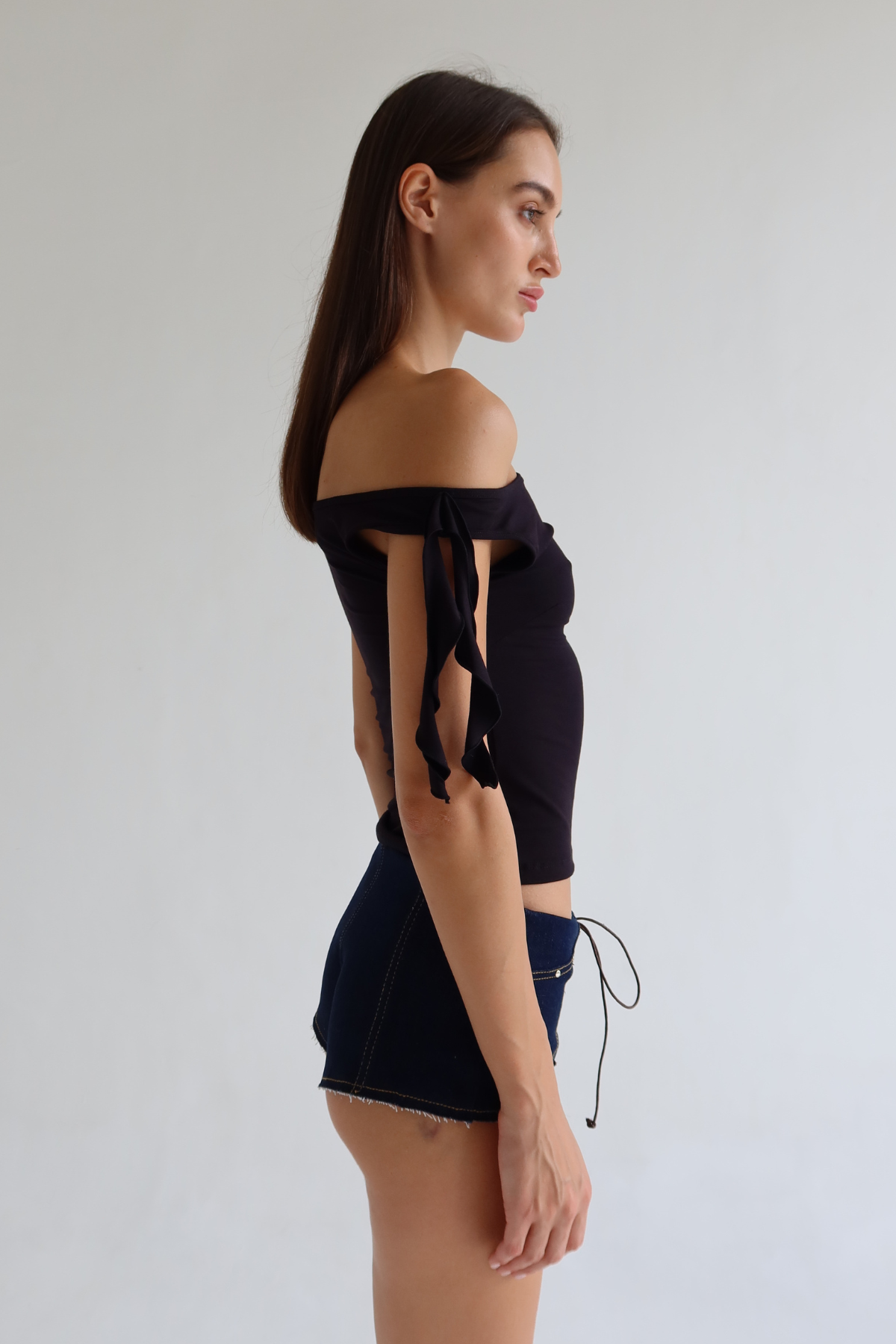 One Shoulder Top Black