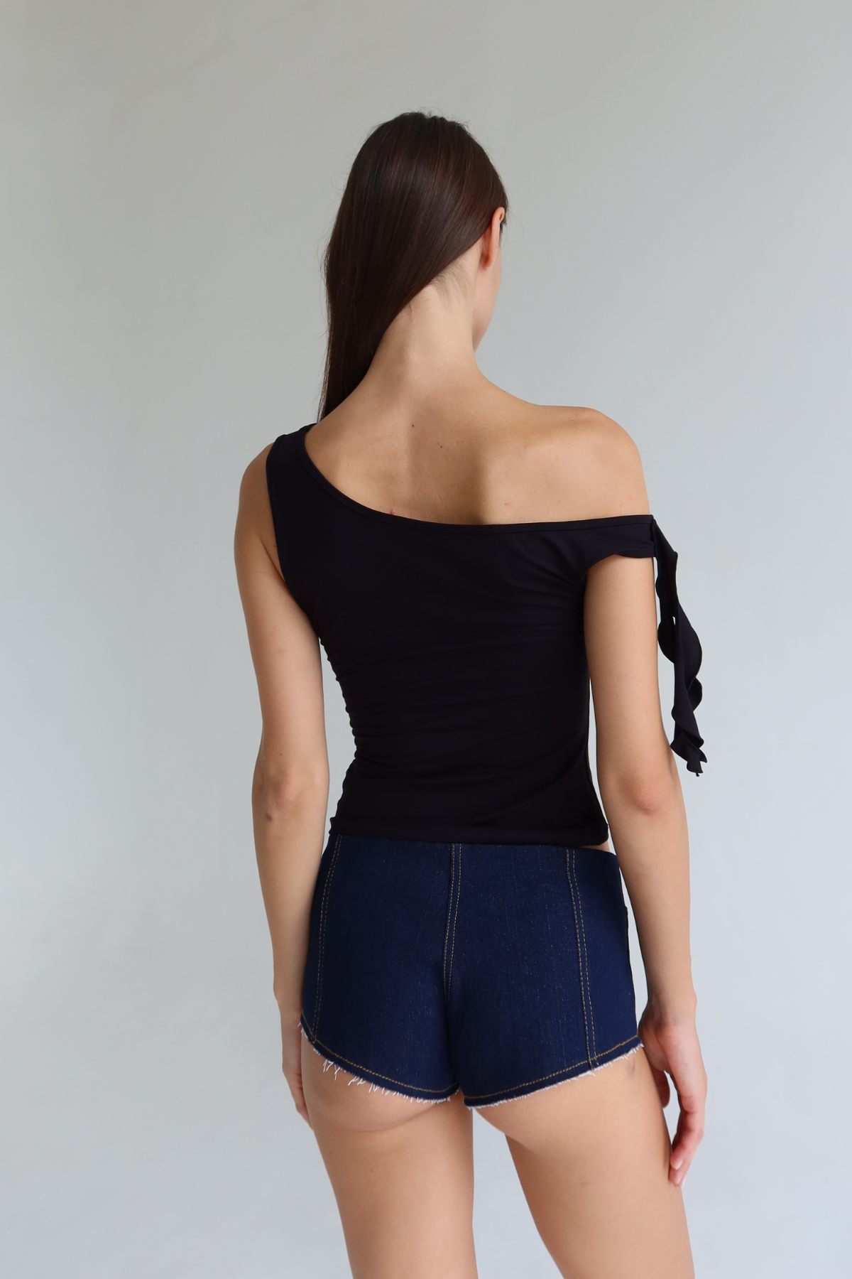 One Shoulder Top Black