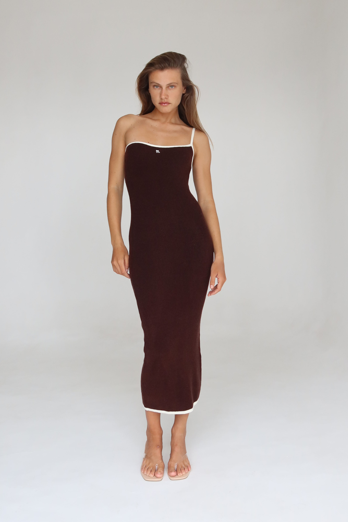 M. One Shoulder Dress Chocolate