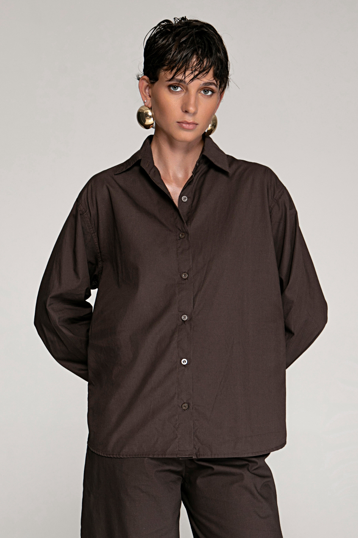 Demure Cotton Shirt Brown