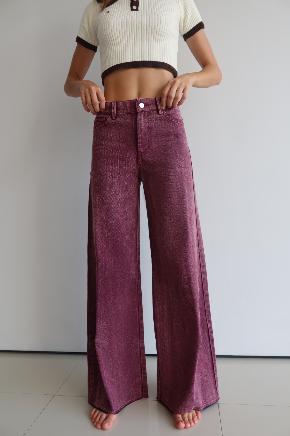 Raw Cut Jeans Maroon