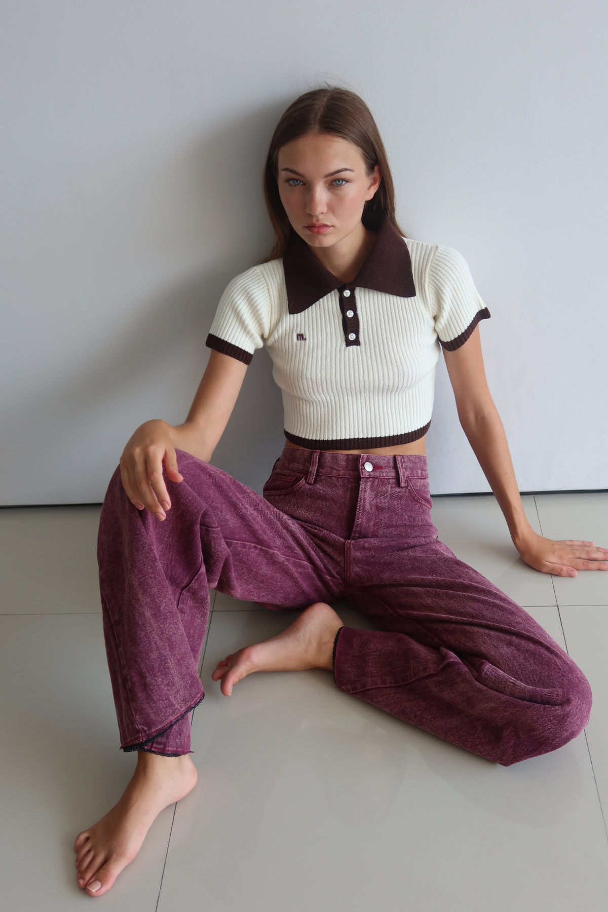 Raw Cut Jeans Maroon