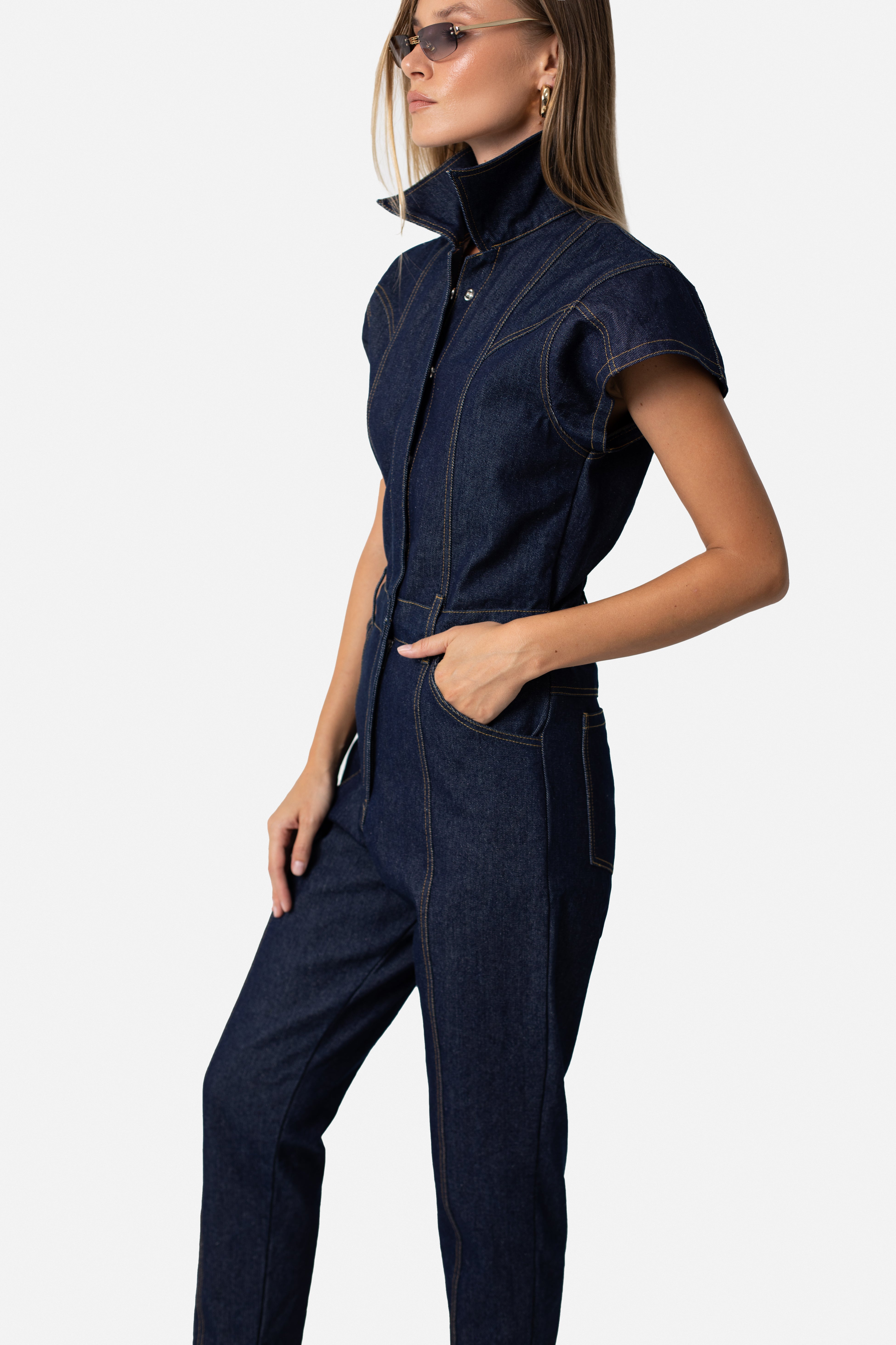 Denim Maxi Jumpsuit Blue