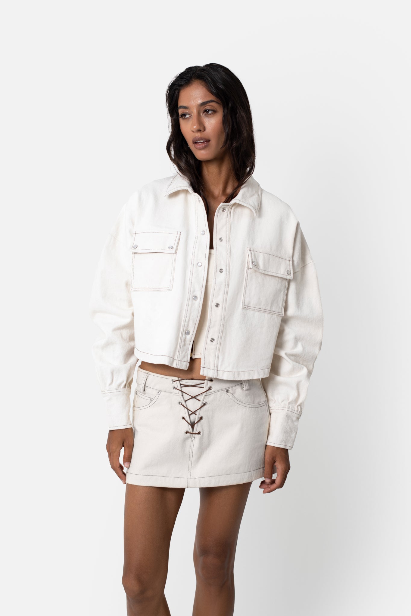Oversized Denim Jacket Ivory