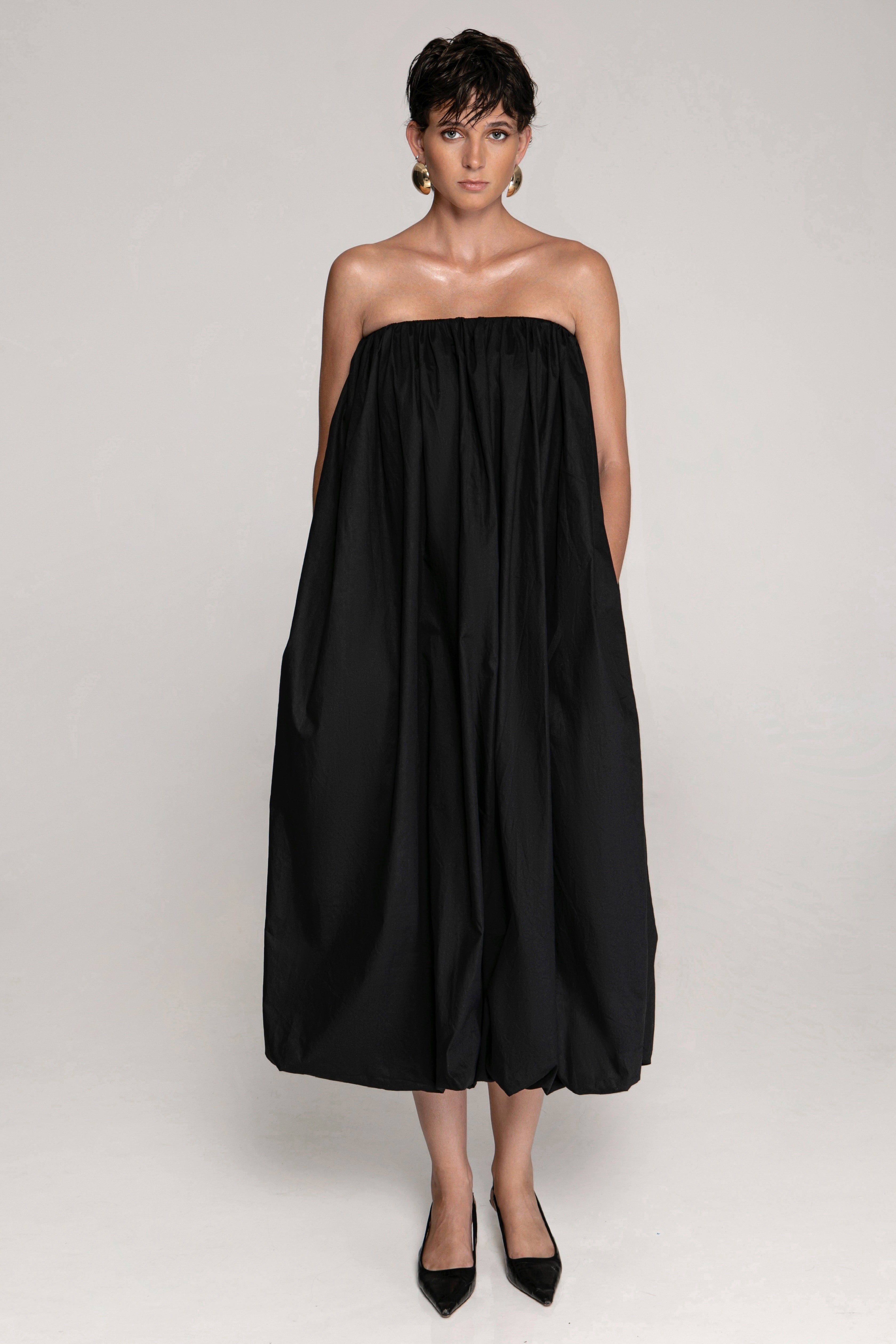 The Balloon Strapless Dress Black