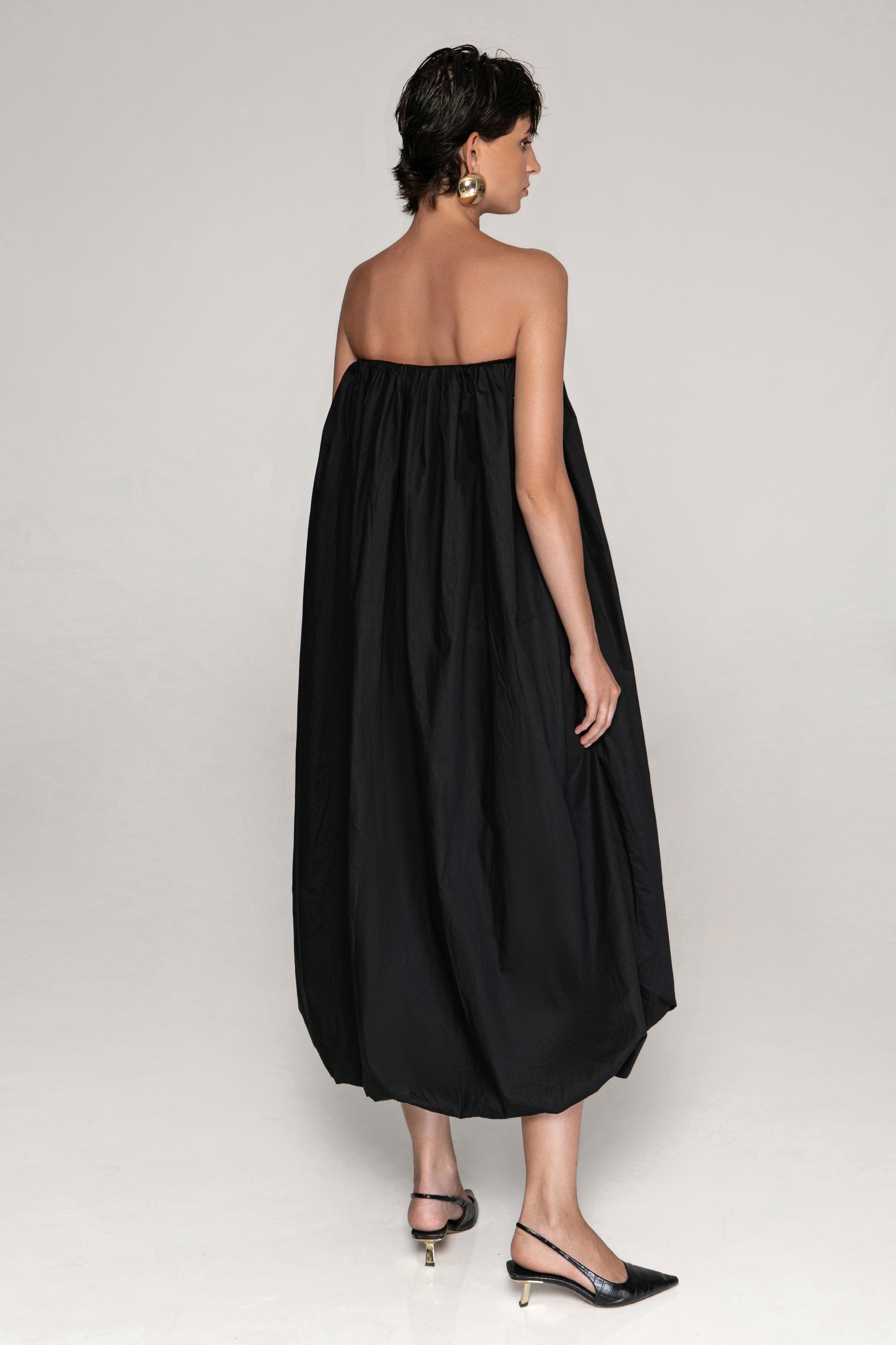 The Balloon Strapless Dress Black