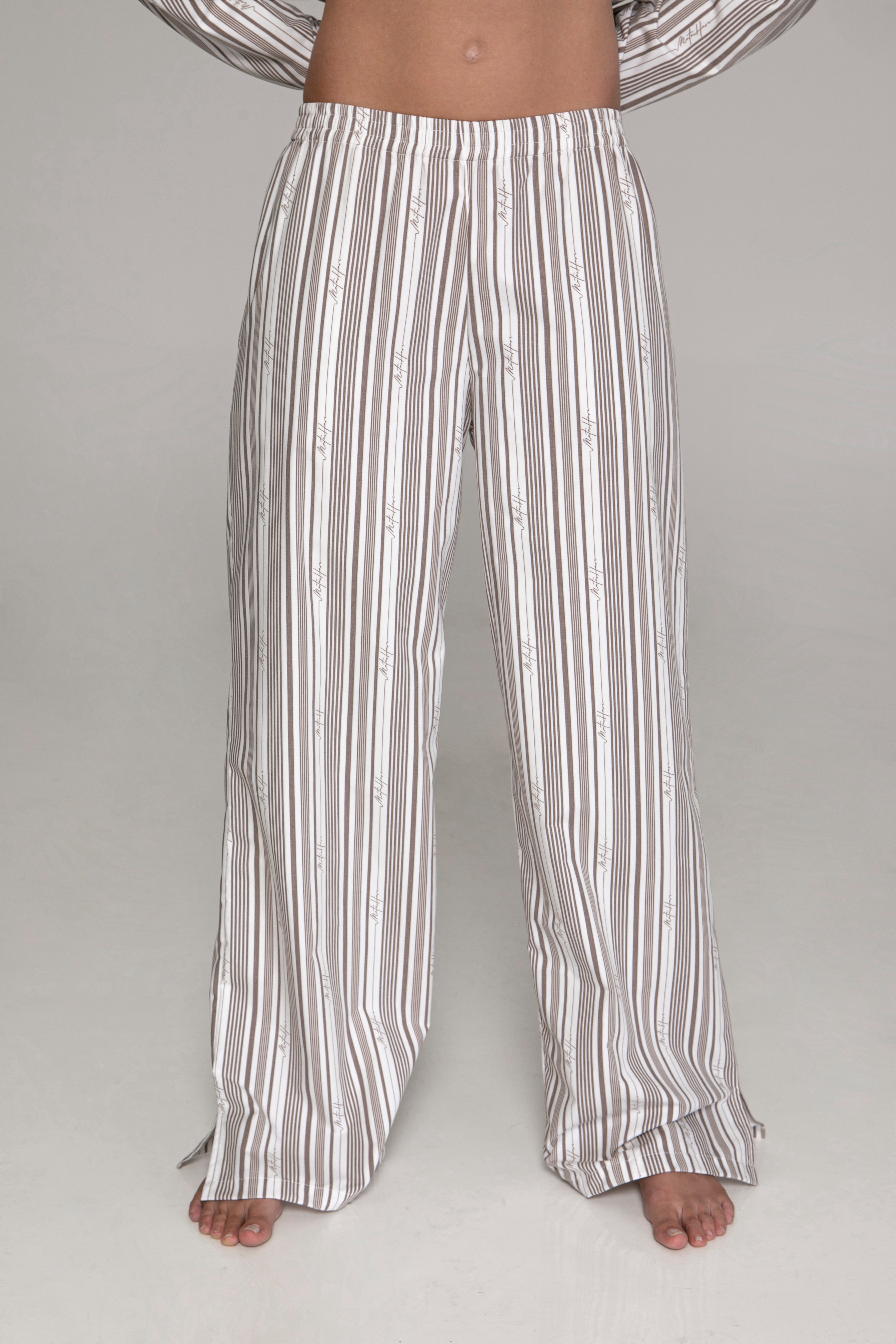 Demure Cotton Pants brown stripe