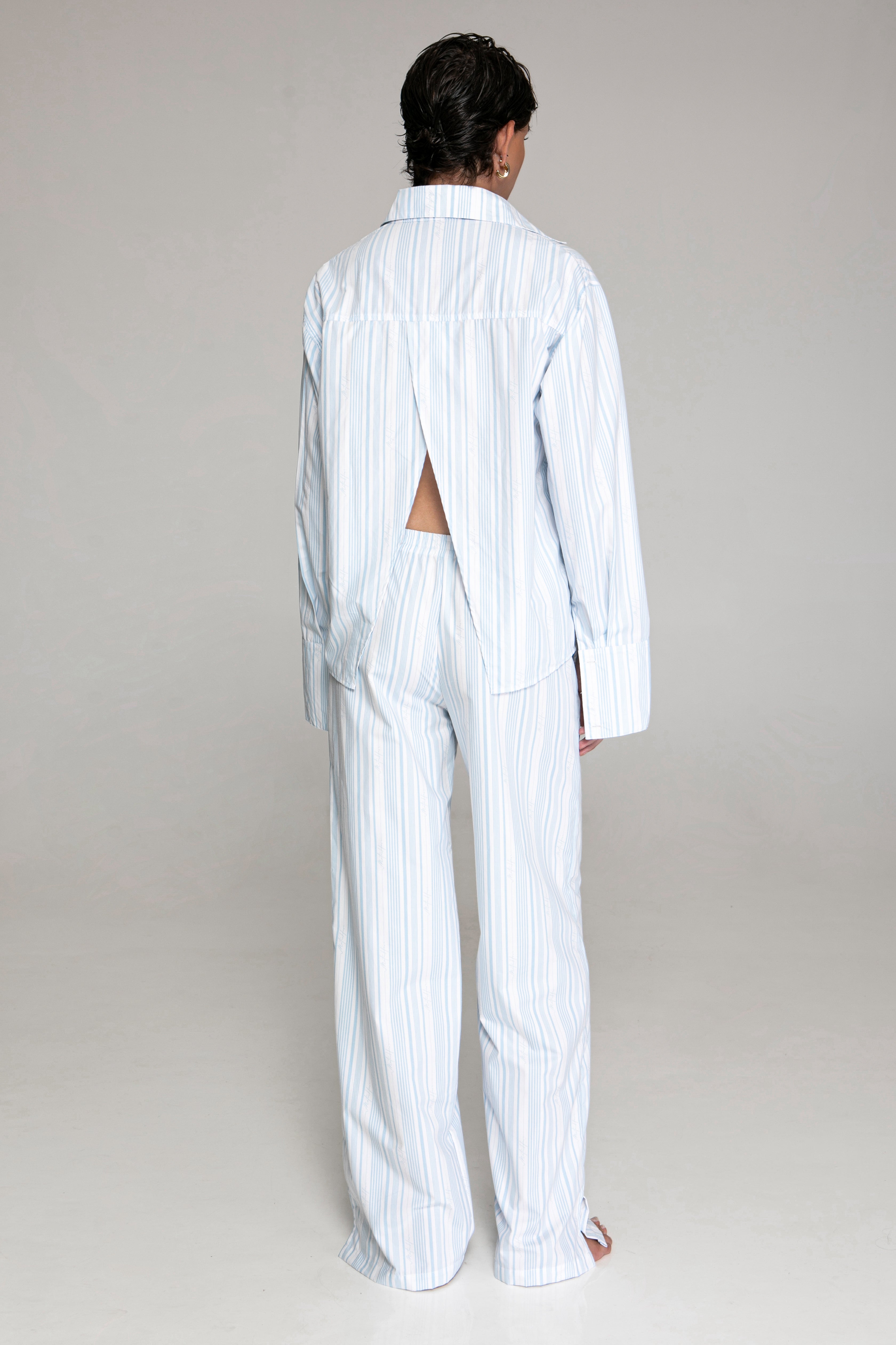 Demure Cotton Shirt blue stripe