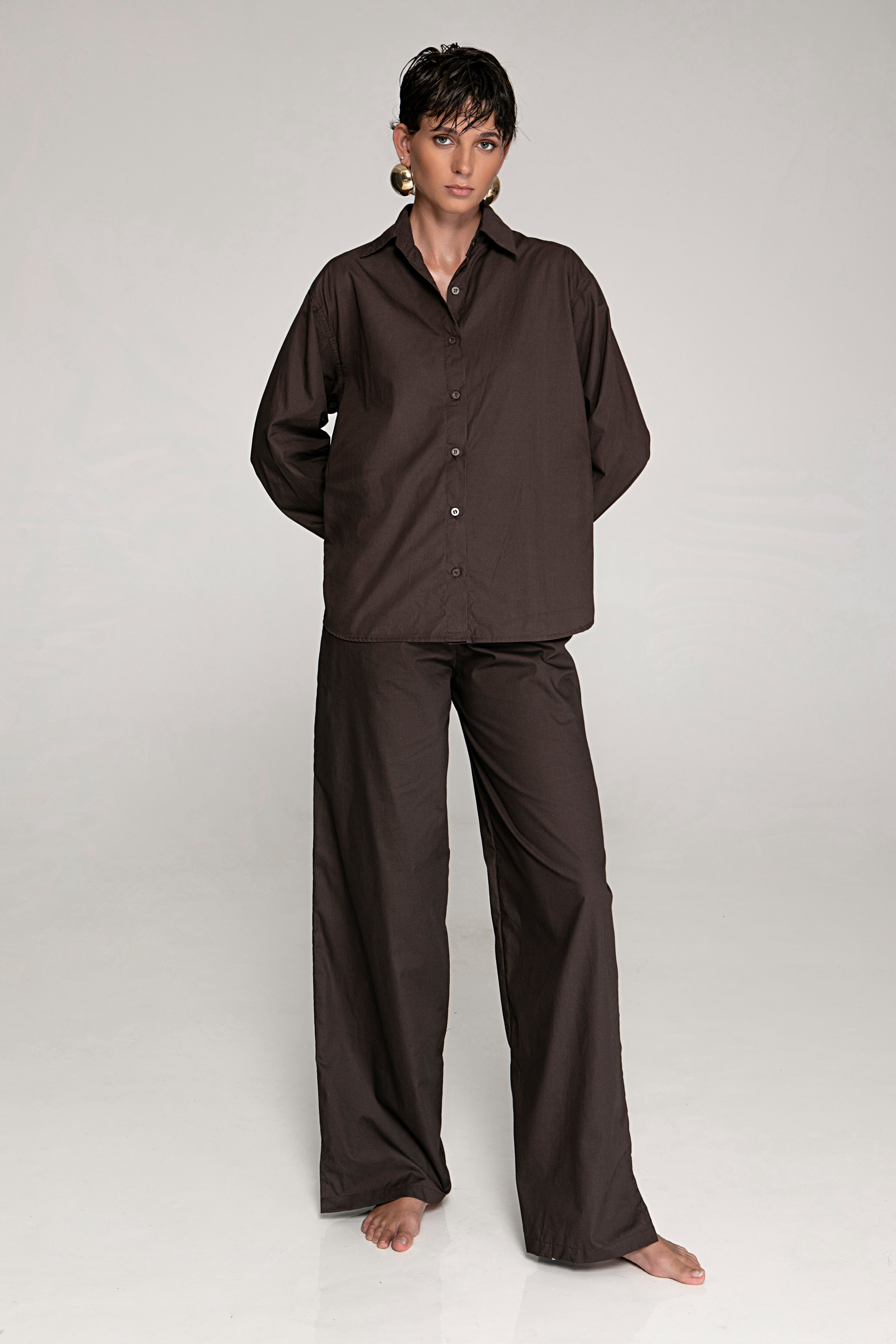 Demure Cotton Pants Brown