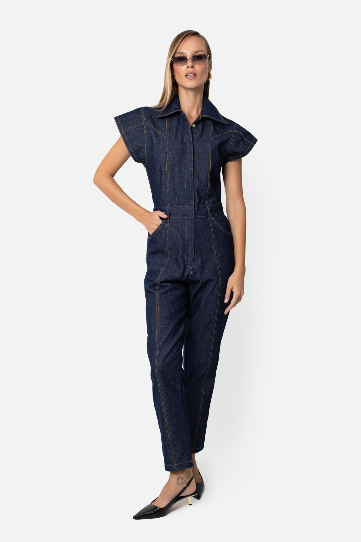 Denim Maxi Jumpsuit Blue