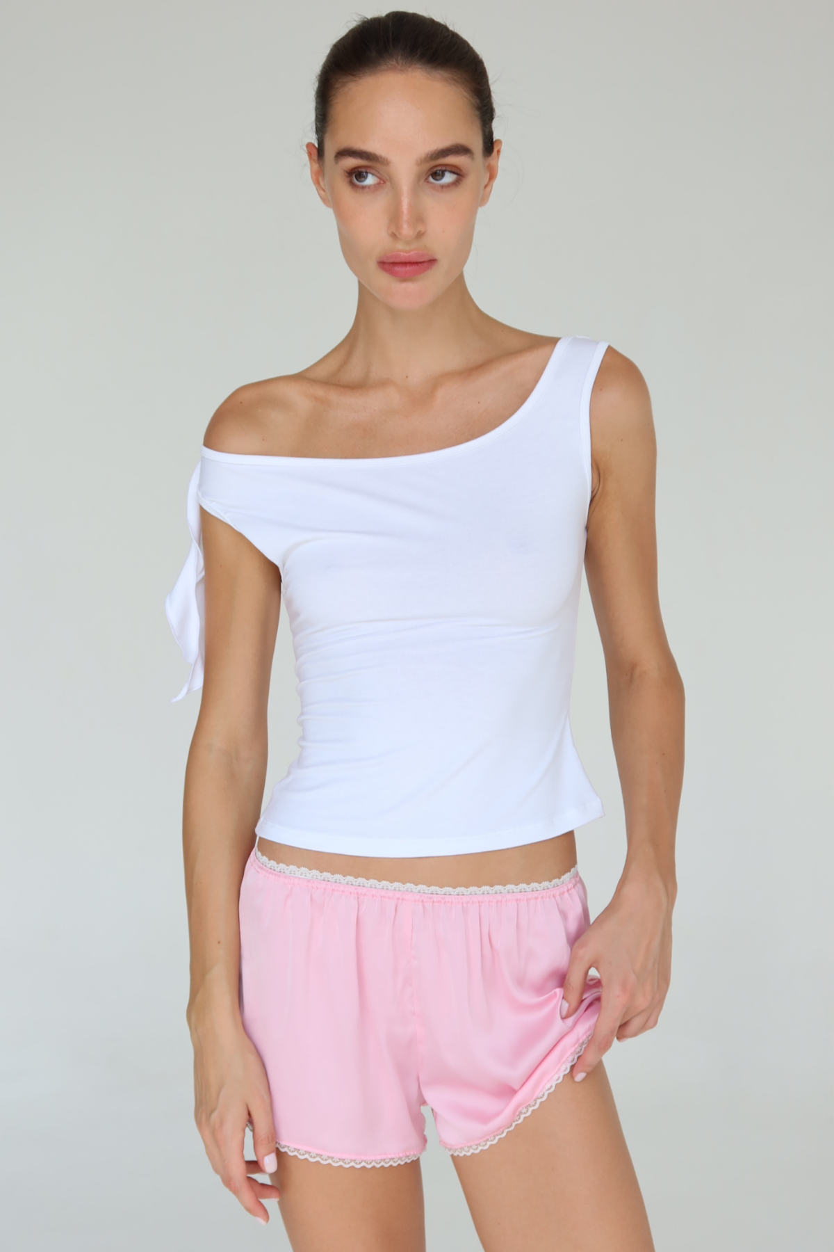 One Shoulder Top White