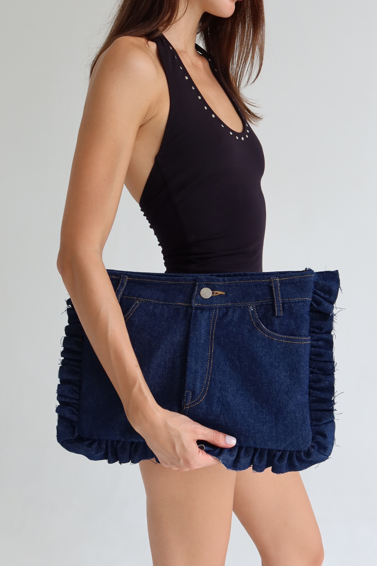 Upcycled denim laptop case Blue