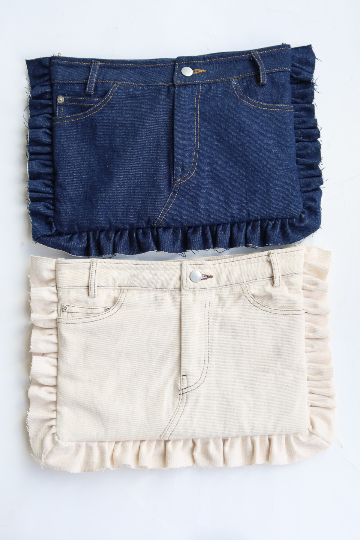 Upcycled denim laptop case Ivory